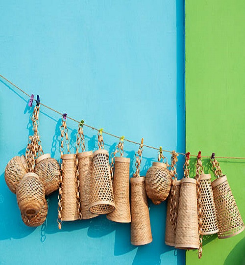 Kolkata, West Bengal, India - December 14, 2013: Wicker baskets , handicrafts on display during the Handicraft Fair in Kolkata - the biggest handicrafts fair in Asia.