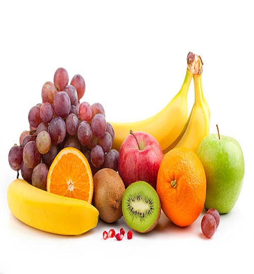 Fruit mix over white background