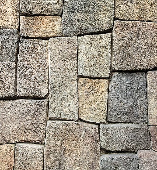 Rough multicolored stacked stones in japanese fortification